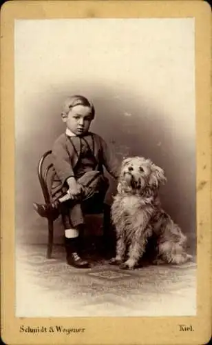 CdV Kinderportrait, Junge und Hund