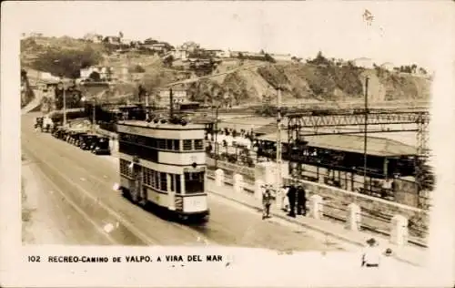 Ak Valparaíso Chile, Recreo del Camino, Straßenbahn