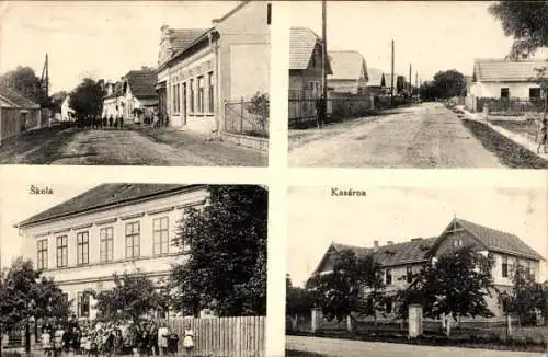 Ak Lipník nad Bečvou Leipnik Region Olmütz, Schule, Kaserne, Straßenansicht