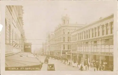 Foto Ak Adelaide South Australia, Straßenansicht, Geschäfte