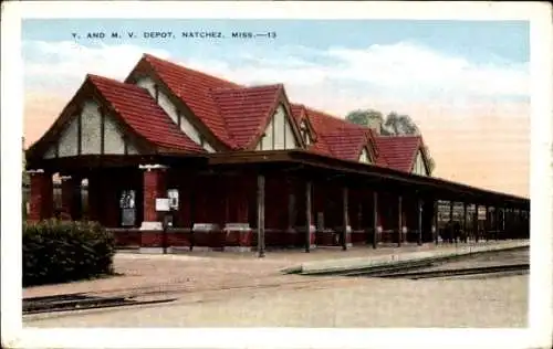 Ak Natchez Mississippi USA, Depot, Bahnhof