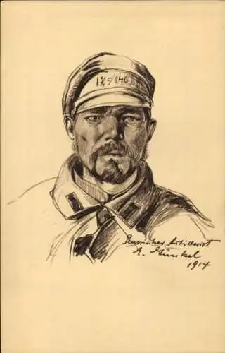 Künstler Ak Günkel, Russischer Artillerist, Portrait