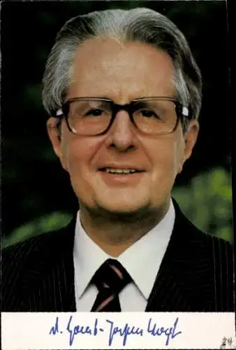 Foto Dr. Hans Jochen Vogel, Stellvertretender Vorsitzender der SPD, Autogramm