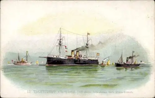 Litho Österreichisches Kriegsschiff, Tegetthoff, Schlachtschiff