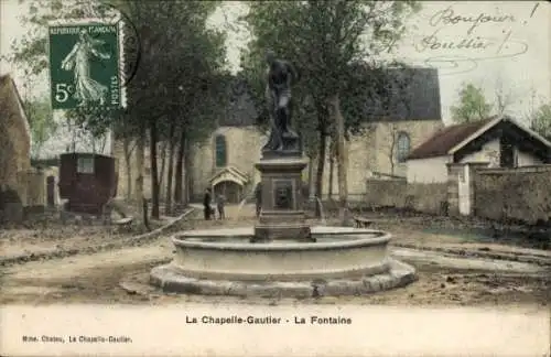 Ak La Chapelle-Gauthier Seine-et-Marne, La Fontaine