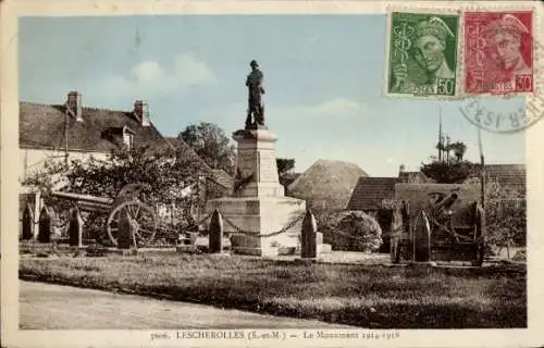 Ak Lescherolles Seine-et-Marne, Monument 1914-1918