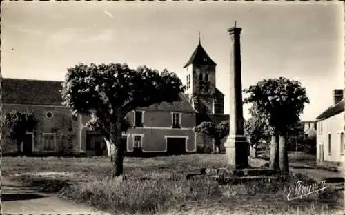 Ak Le Vaudoué Seine-et-Marne, La Place