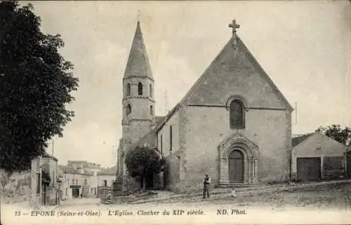 Ak Épone Yvelines, Kirche, Glockenturm