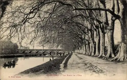 Ak Béziers Hérault, Les Bords de la Orn, Pont