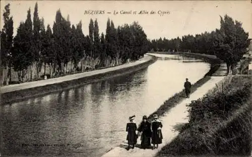 Ak Béziers Hérault, Canal und Allée des Cypres