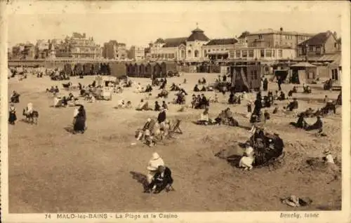 Ak Malo les Bains Nord, der Strand und das Casino