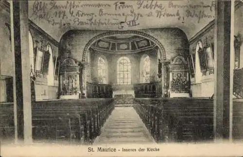 Ak Saint Maurice Sankt Moritz Elsass Bas Rhin, Kircheninneres