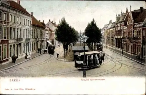 Ak Breda Nordbrabant Niederlande, Nieuwe Ginnekenstraat, Straßenbahn