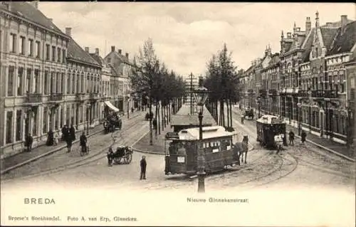 Ak Breda Nordbrabant Niederlande, Nieuwe Ginnekenstraat, Straßenbahn