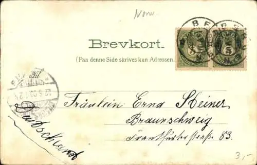 Künstler Litho Müller, Morten, Bergen Norwegen, Ortspartie, Fluss
