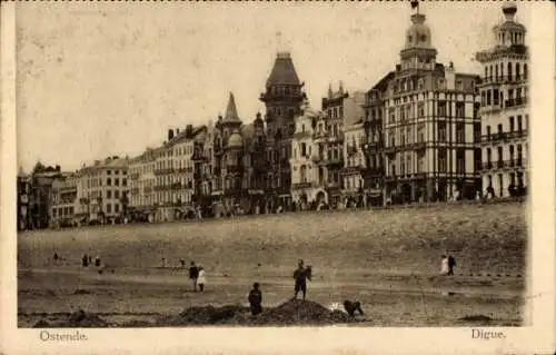 Ak Ostende Ostende Westflandern, Deich, Strand