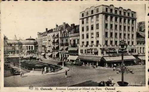 Ak Ostende Ostende Westflandern, Avenue Leopold und Hôtel du Parc