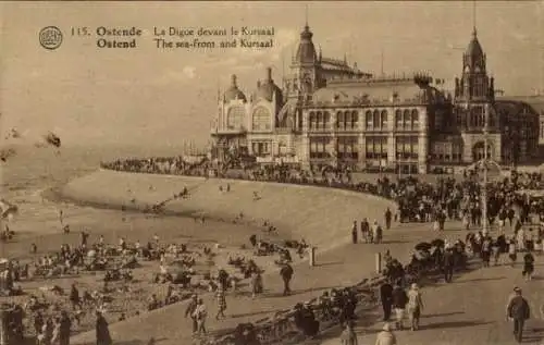 Ak Ostende Ostende Westflandern, La Digue vor dem Kursaal