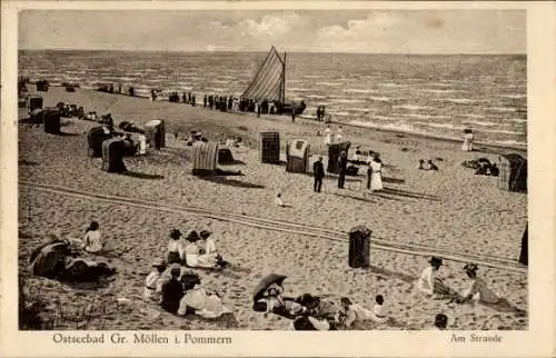 Ak Mielno Groß Möllen Großmöllen Pommern, Strand