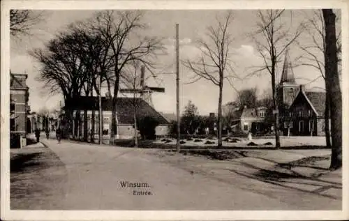 Ak Winsum Groningen Niederlande, Eingang, Mühle