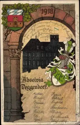 Studentika Litho Deggendorf im Bayerischen Wald Niederbayern, Absolvia Deggendorf 1918