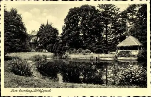 Ak Loga Leer in Ostfriesland, Schloss Evenburg, Schlosspark