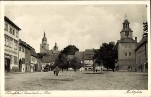 Ak Bad Tennstedt Thüringen, Schwefelbad, Partie am Marktplatz