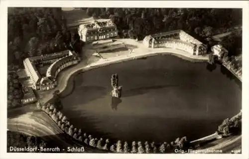 Ak Benrath Düsseldorf am Rhein, Fliegeraufnahme, Schloss