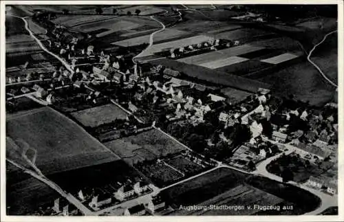 Ak Stadtbergen bei Augsburg in Schwaben, Fliegeraufnahme