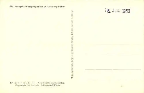 Ak Ursberg in Schwaben, Fliegeraufnahme St. Josephs-Kongregation