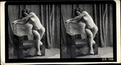 Stereo Foto Frauenakt auf einem Sessel, SN-143