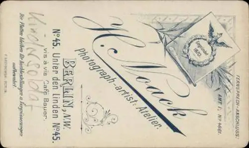 CdV Berlin, Junge in Uniform, Porträt