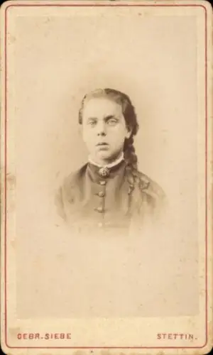 CdV Szczecin Stettin Pommern, Mädchen mit Zöpfen, Porträt