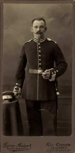 Kabinett Foto Kiel Gaarden, Deutscher Soldat in Uniform, Kolonie Schutztruppe See-Bataillon