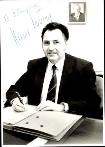 Foto Portrait Hans Kunz, Bürgermeister Heppenheim, Autogramm