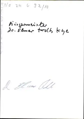 Foto Portrait Elmar Kolb, Autogramm, Bürgermeister Karlsruhe