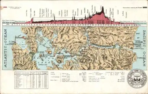 Präge Landkarten Ak Panama, Panamakanal, Atlantik, Pazifik, Isthmus of Panama, Canal Zone