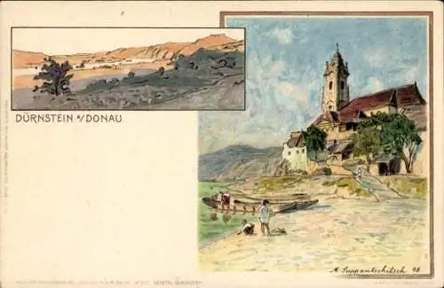 Künstler Litho Suppantschitz, Dürnstein an der Donau Wachau Niederösterreich, Kirche