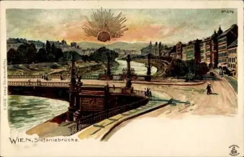 Sonnenschein Litho Wien, Stefaniebrücke bei Sonnenschein