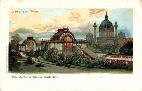 Künstler Litho Wien I., Wienthalbahn, Station Karlsplatz