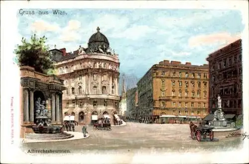 Künstler Litho Wien I., Albrechtsbrunnen