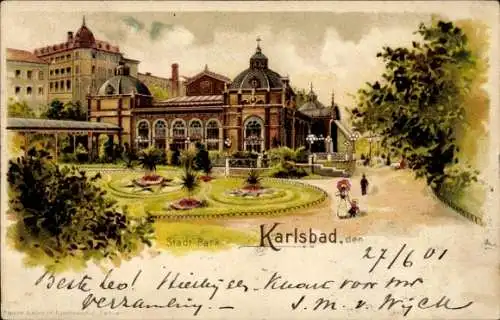 Litho Karlovy Vary Karlsbad Stadt, Stadtpark