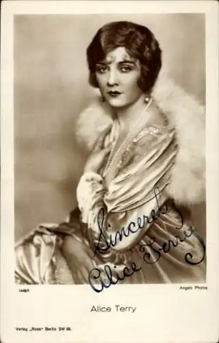 Ak Schauspielerin Alice Terry, Portrait, Autogramm