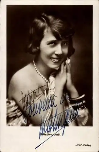 Ak Schauspielerin und Sängerin Mistinguett, Portrait, Autogramm