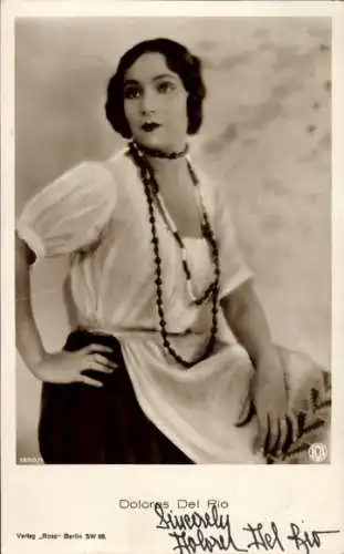 Ak Schauspielerin Dolores del Río, Portrait, Autogramm