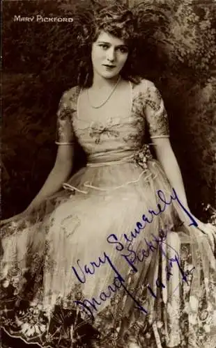 Ak Schauspielerin Mary Pickford, Portrait, Autogramm