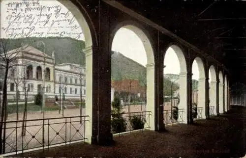 Ak Kudowa Zdrój Bad Kudowa Schlesien, Blick auf Wandelhalle, Kurhaus und Park