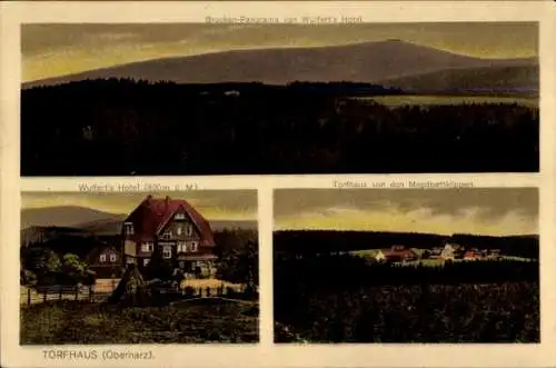 Ak Torfhaus Altenau Schulenberg Clausthal Zellerfeld im Oberharz, Brocken-Panorama von Wülfert...