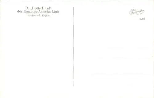 Ak Dampfschiff Deutschland, HAPAG, Innenansicht, Speisesaal 1. Klasse