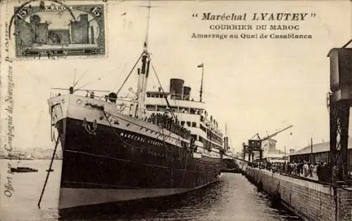 Ak Compagnie de Navigation Paquet, CNP, Maréchal Lyautey, Courrier